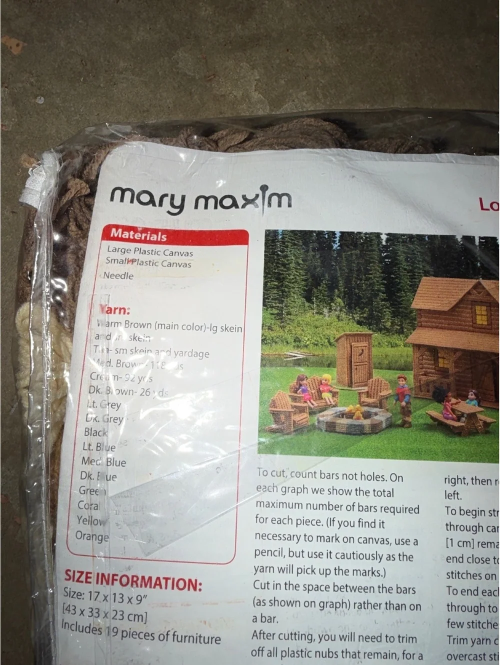 Mary Maxim Log Cabin Yarn Craft Kit with 19 Pieces of Yarn
